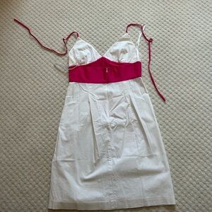 Milly New York vintage White Dress with Pink Accent